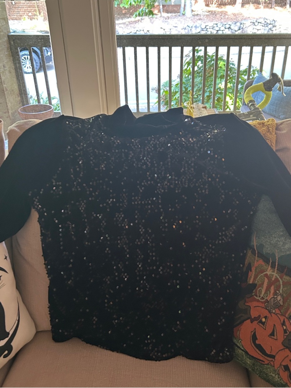 Women's Black Sequin Mock-Neck Tunic